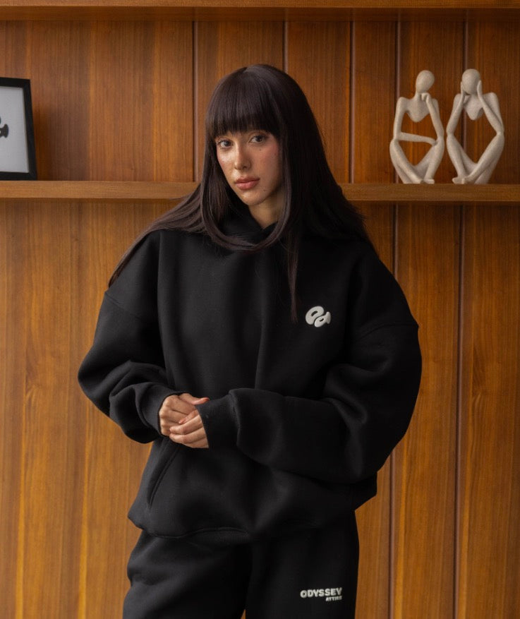 BLACK ESSENTIALS HOODIE